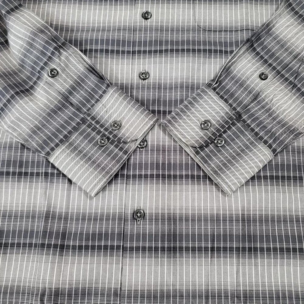 Tommy Bahama Men's Small Fog Grey Lazlo Ombre Stripe Silk Blend Shirt - Picture 5 of 9